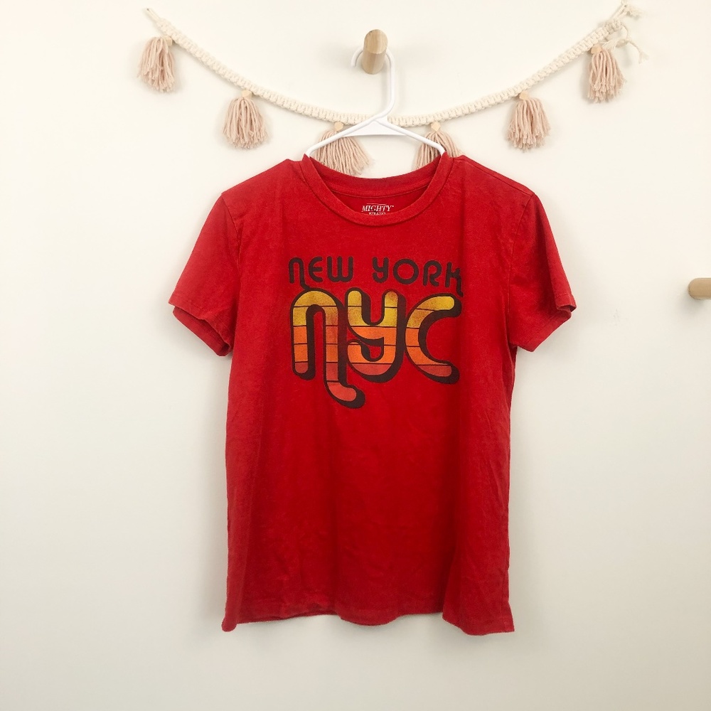 Mighty Fine Red NYC Graphic Tee Sz L - Picture 2 of 6